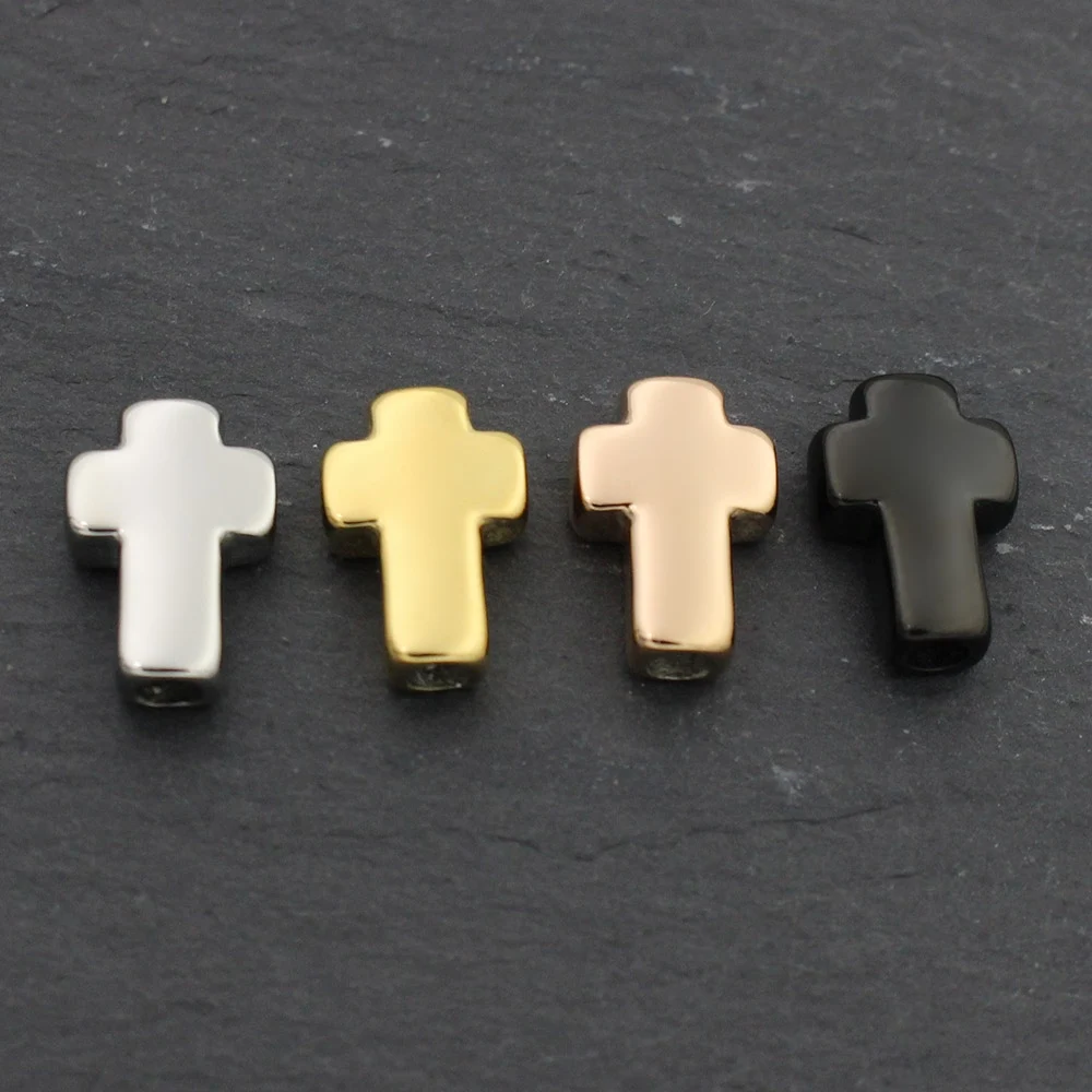 4pcs Stainless Steel Plated Cross Bead 2mm Small Hole Charms for Bracelet Necklace DIY Jewelry Making Accessories