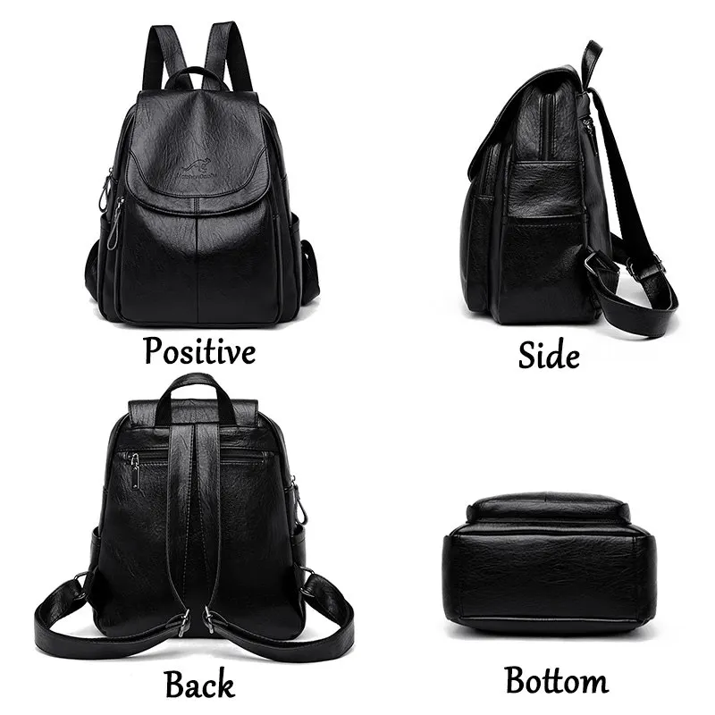 2024 New Vintage Women Backpack Large Capacity School Bags For Teenagers Girls School Backpack High Quality Leather Shoulder Bag