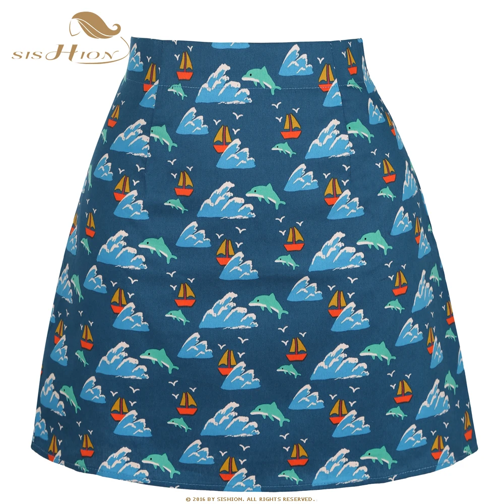 SISHION Dropshipping Floral Toucan Print Mini Rock SS0008 Baumwolle Vintage Schlank Retro Sexy Röcke Frauen Damen Frauen Rock Y2K – Detail 25