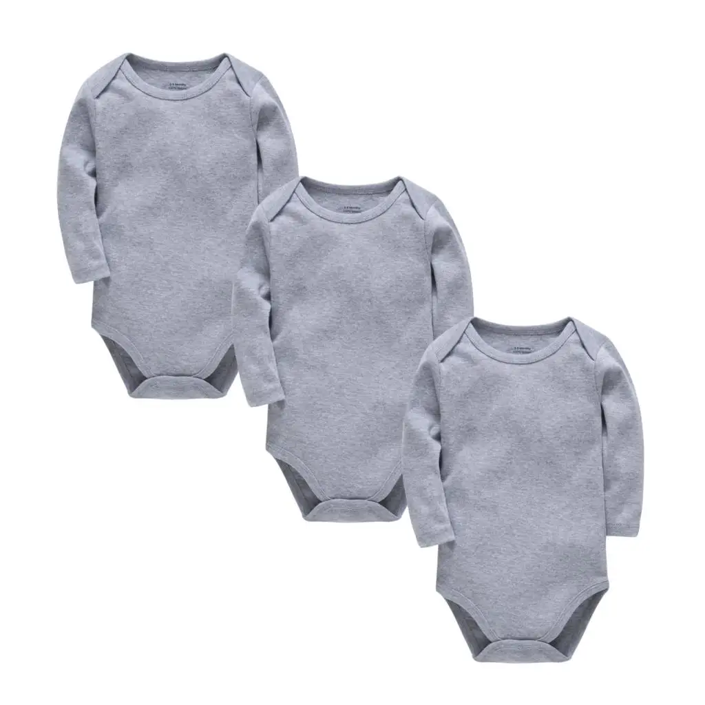 

Kavkas Solid Color Chrtismas Baby Bodysuits Warm Grey Color Girl Boy 3pcs/Lot Pajamas Full Sleeve 0-24months Bebes