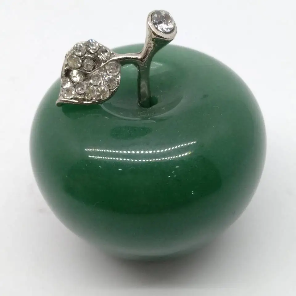 

Natural Green Aventurine Crystal Apple Figurine Paperweight Craft Decoration