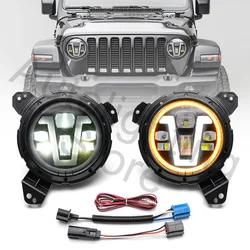 Fari a LED da 9 pollici 4 in1 DRL indicatori di direzione abbaglianti anabbaglianti per Jeep Wrangler JL 2018-2021 Gladiator JT 2020-2021