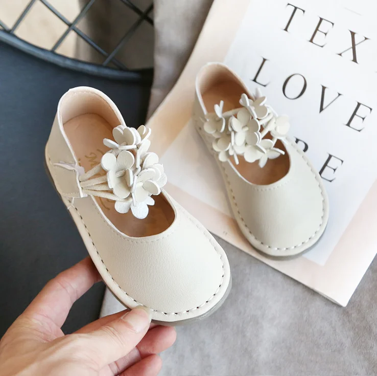 PU Leather Girls Shoes Toddler Baby Girl Flats Flowers Cut-outs Princess Kids Shoes Children Girls Soft Shoes Loafers