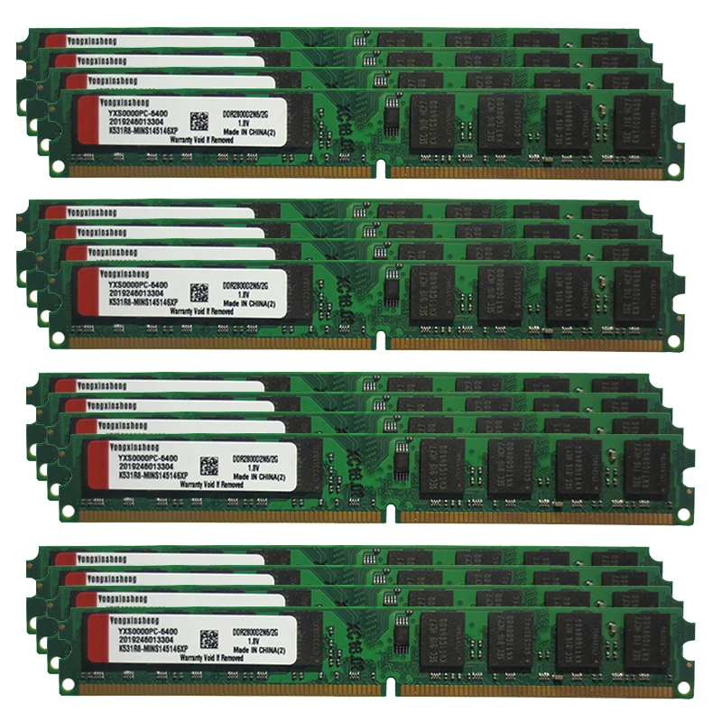 100 pieces 2GB kit Yongxinsheng PC2-6400 PC2-5300 Dimm DDR2 800mhz 667mhz Desktop 240pin 2-sides Memory RAM Random chips