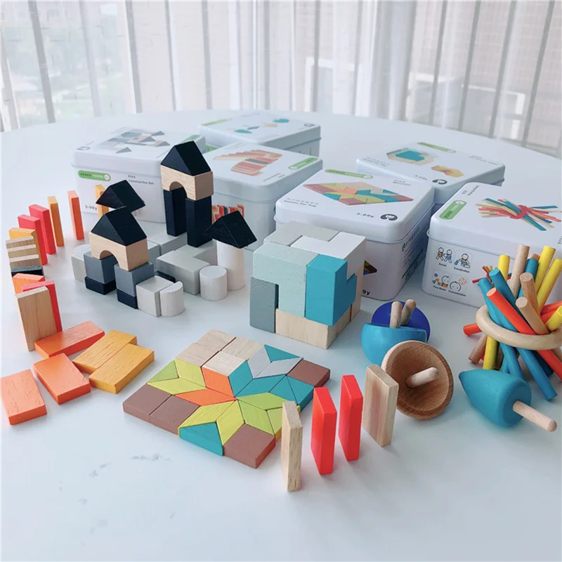 

Wooden Early Learning Education Intelligence Building Block Toys Children Portable travel Cognitive Interactive Game Toys Gifts