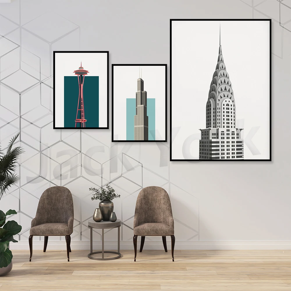 Chrysler Building Print - Art Deco Skyscraper - Manhattan - New York City - Architecture Poster - Blue & Gray