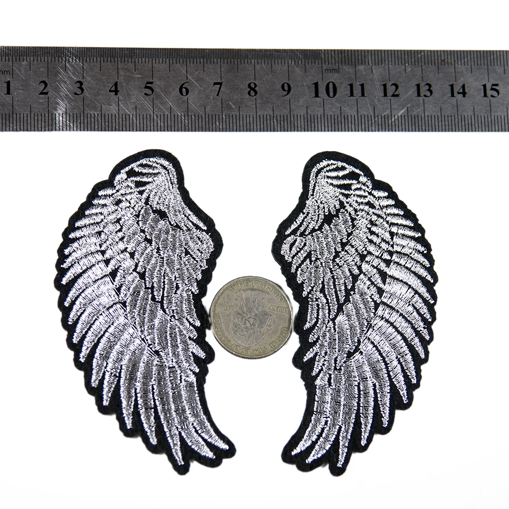 Silver Angels Patch for Kids Clothes, Iron on Embroidered Patch, DIY Angel Wings Patches, 1 Pair