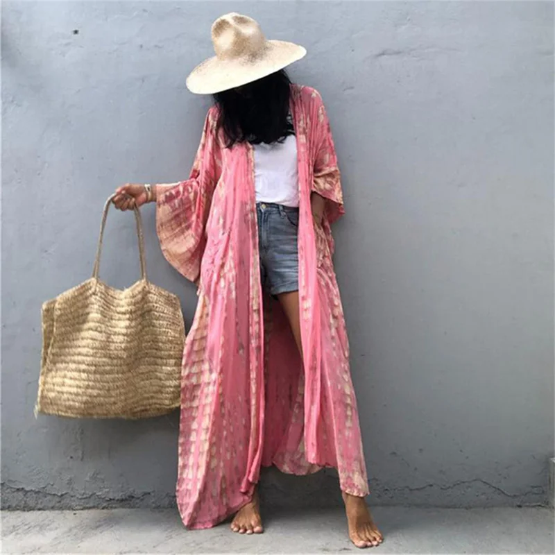 2021 Women Bikini Cover-ups Hooded Cardigan Loose Beach Holiday Sunscreen Beach Bikini Cover Up Summer Kimono Dress