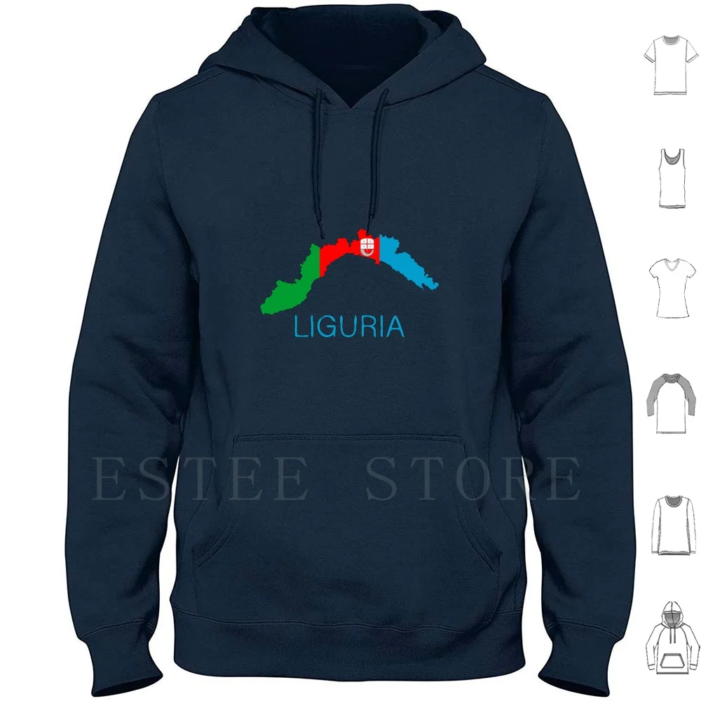 Sudaderas con capucha de la región de Liguria Manga larga Liguria Italia región de Ligura Italia Liguria Italia Liguria Diseño Liguria