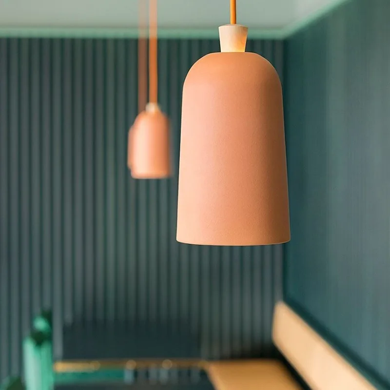 Hot Nordic Pendant Light Led Simple Solid Wood Hanging Suspension Bar Table Restaurant Office Creative Macaron Indoor Decor Lamp