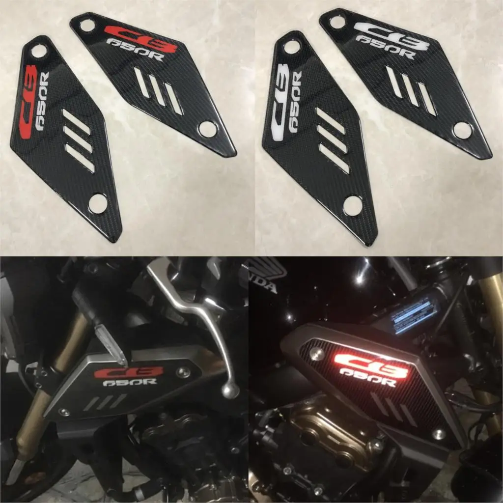 3D Carbon Fiber Side Decals Tank Pad Gas Oil Sticker Motorcycles Decoration Accessories For cb650r CB 650R 2020-2023