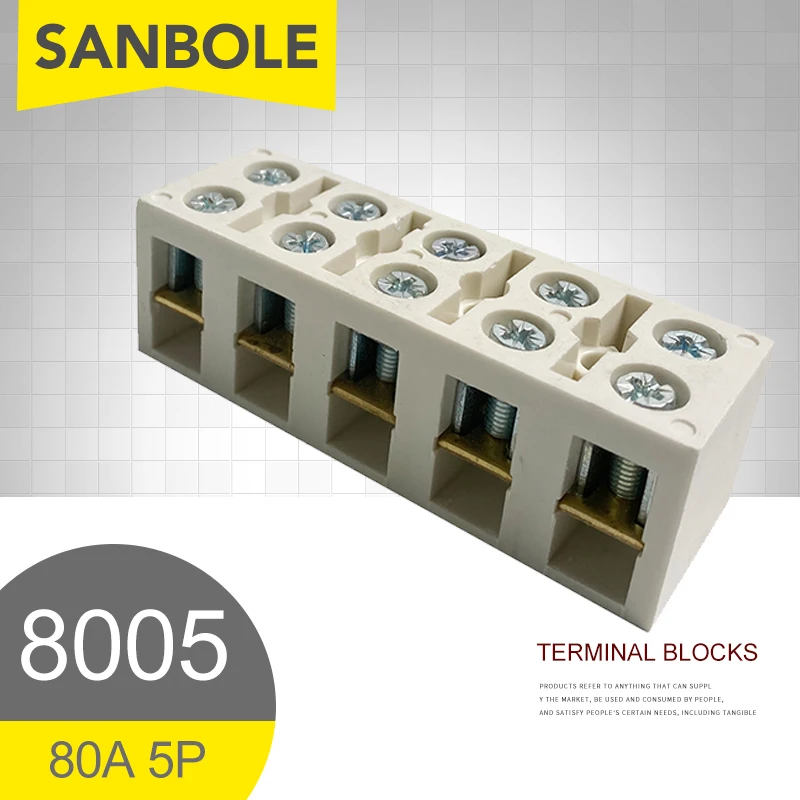 Terminal blocks Fixed Type Base Connection Terminals with screws Connector Plate 8005 80A/5P (10PCS)