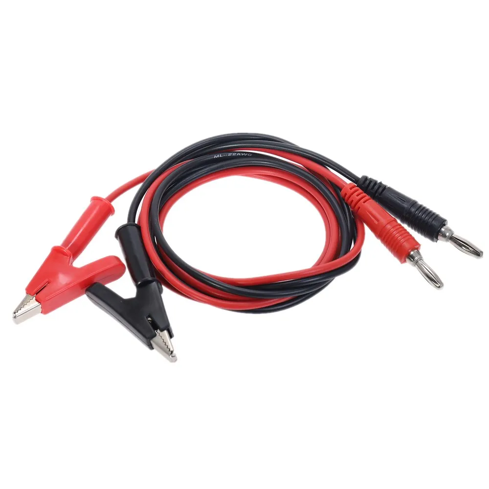 2pcs Copper 4mm Banana Plug to Shrouded Alligator 15A Banana Plug to Alligator Clip Cable Leads 1M For Testing Probe