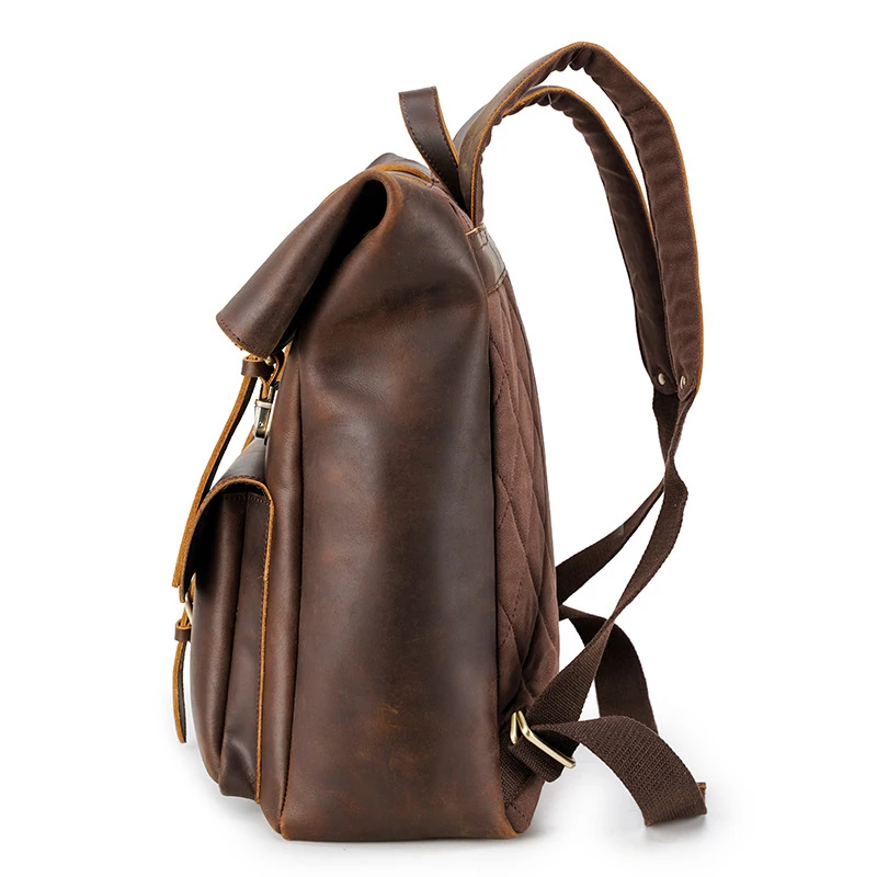 Crazy Horse Genuine Leather Backpack for Men 17\