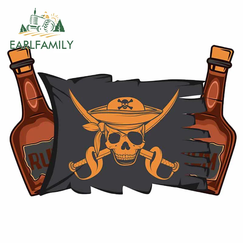 EARLFAMILY 13cm x 12.2cm for Pirate Rum Race Alcohol Trunk Waterproof Windshield Camper Car Stickers VAN Motorcycle Anime Decal