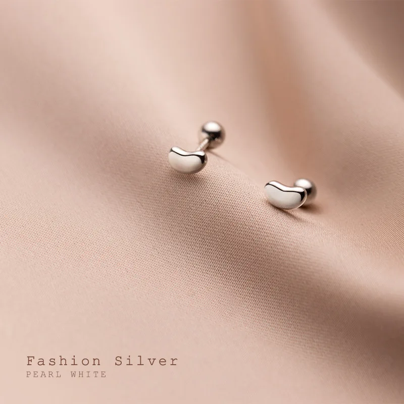La Monada Small Stud Earrings For Women 925 Sterling Glossy Bean Screw Nut Woman Earring Heart Silver 925 Earring Jewelry Female
