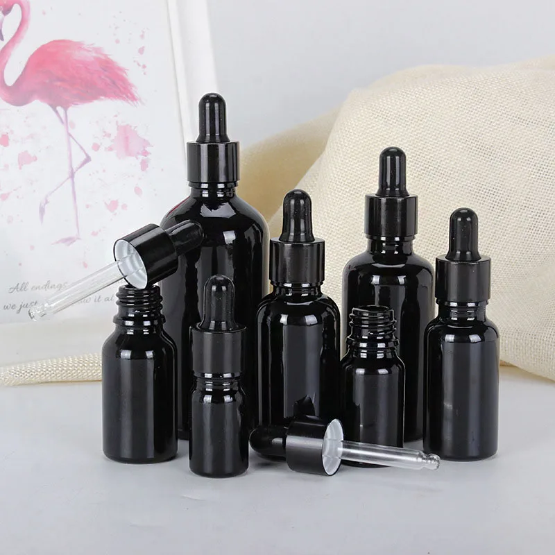 5-100ML Reagent Eye Dropper Black Glass Aromatherapy Liquid Pipette Bottle Perfume Container Essential Oil Refillable Bottle