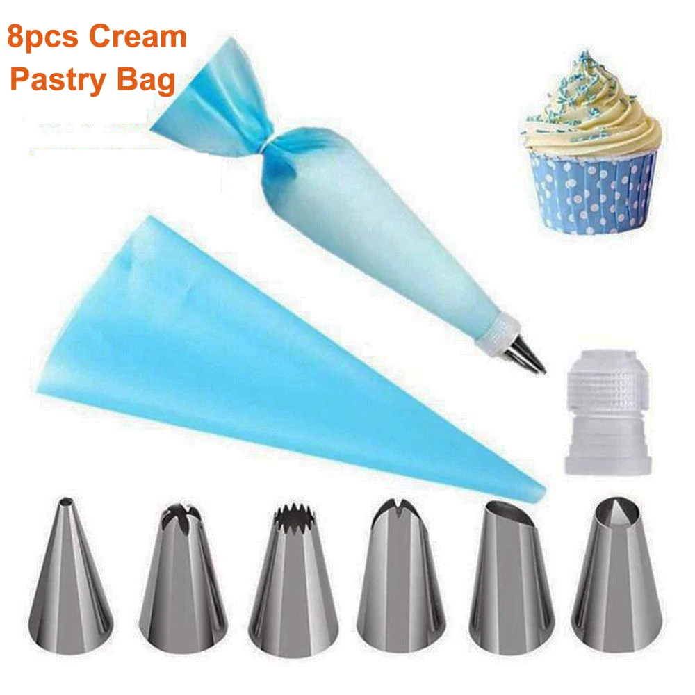 8 Pieces Cream Pastry Bag DIY Cake Decoration Pastry Nozzles Cake Decoration Accessories Pastry Syringe Sleeve Pastry Cream gun
