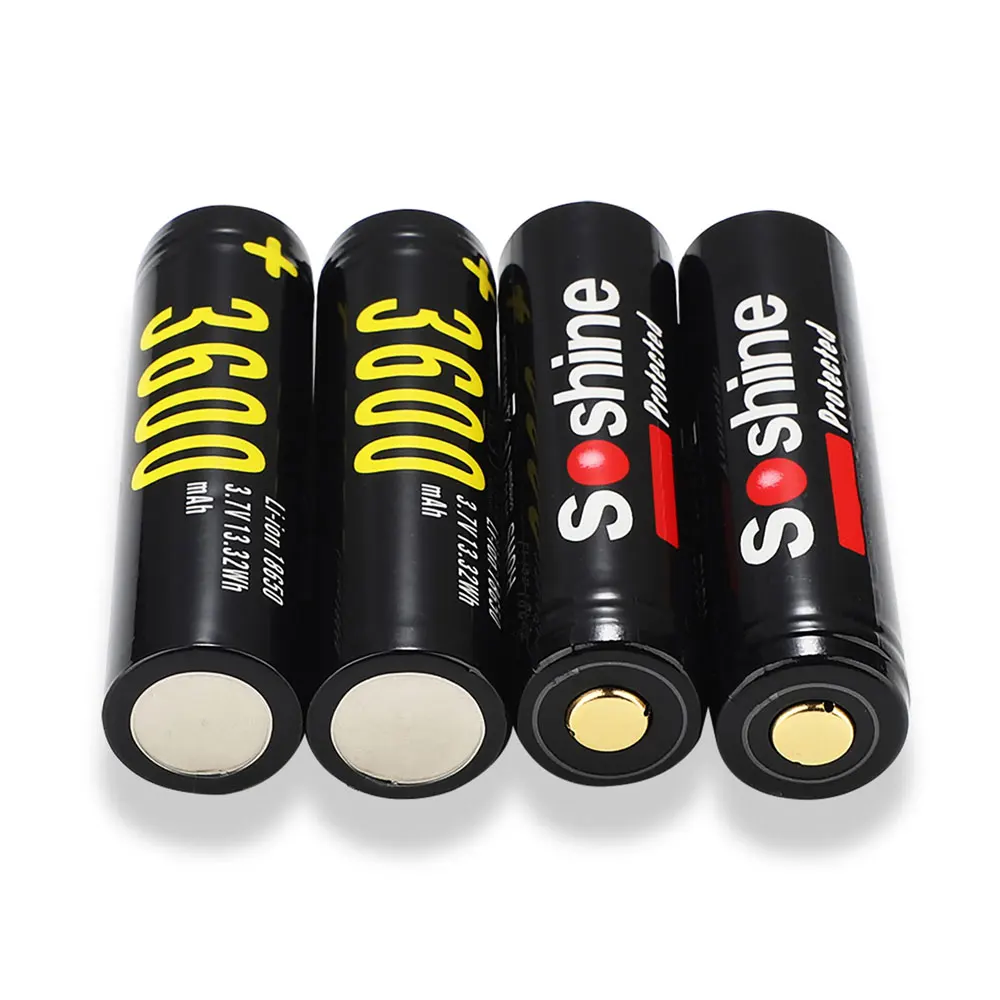 Soshine High Capacity 18650 3.7V 3600mAh Rechargeable Battery Protected High Discharge Li-ion Batteries Battery box