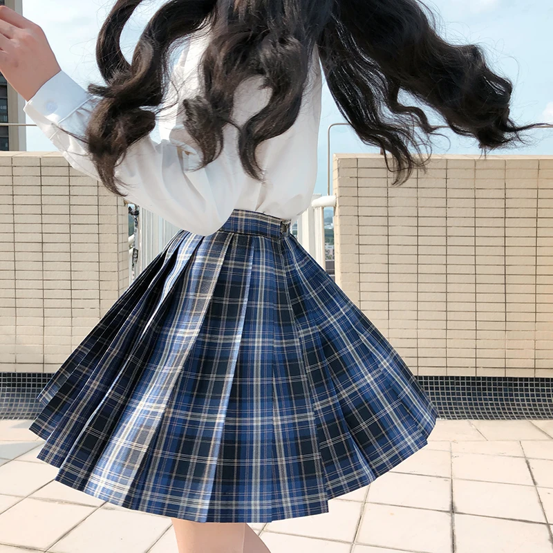 [Sea Island] Girls Short/Long Sleeve High Waist Pleated Skirts Plaid Skirts Women Dress For JK School Uniform Students Clothes