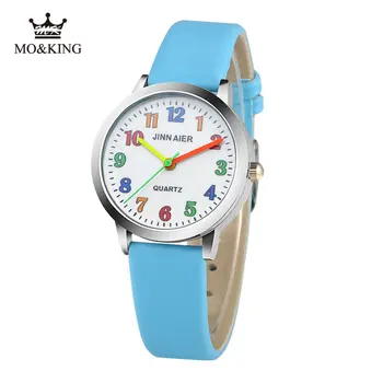 3D gökkuşağı dijital kuvars saat kız erkek deri moda karikatür kırmızı çocuk yılbaşı hediyeleri saat spor saat Relogio