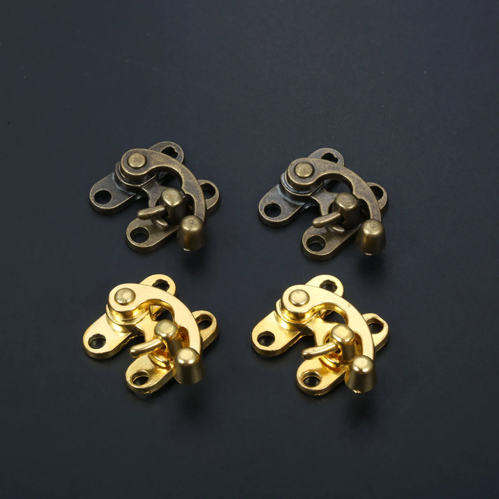 2pc Latch Buckle Horn Hasp Padlock Clasp Alloy Hook w/screw Wood Jewelry Box Toggle Lock Antique Bronze/Gold 29*33mm Old Fashion