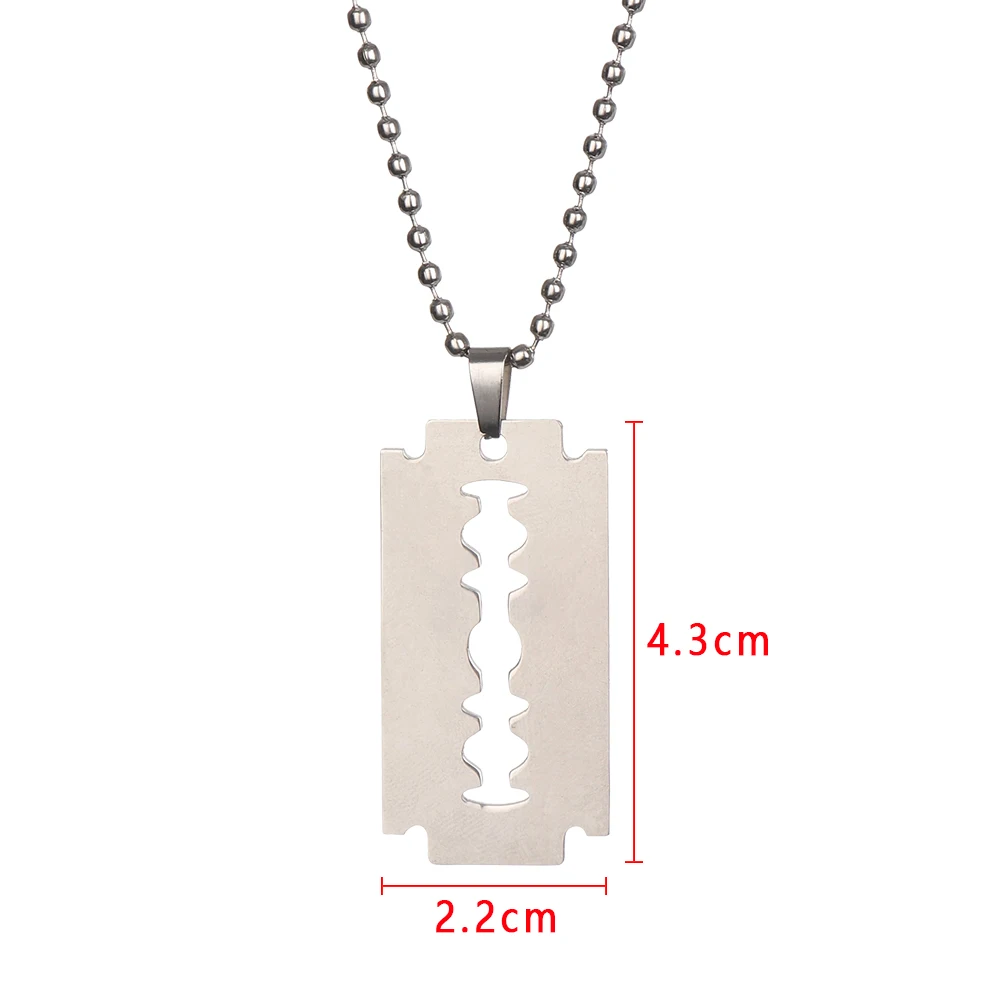 Stainless Steel Razor Blades Pendant Necklaces Men Jewelry Steel Male Shaver Shape Necklace