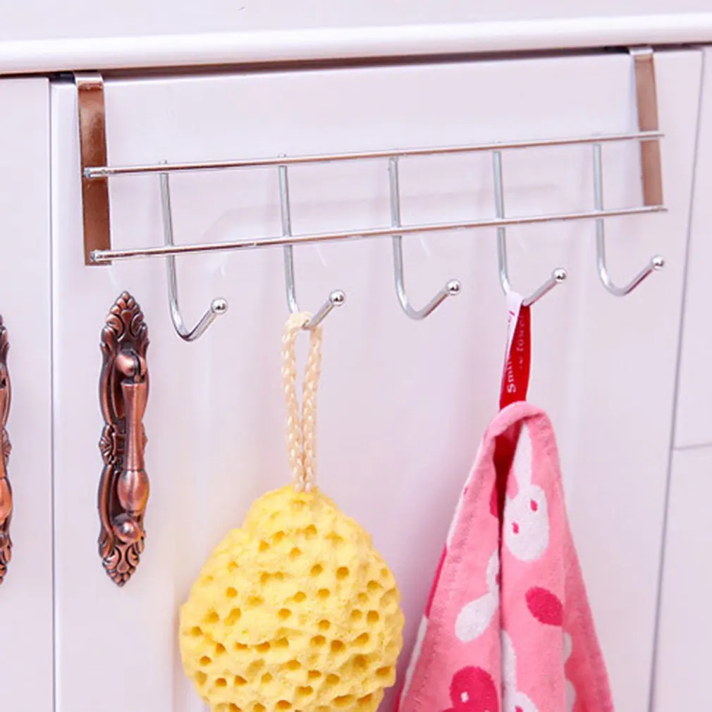 Ganchos de puerta para armario de cocina, colgador de ropa blanco y negro, colgador de toalla de alta calidad, colgador de puerta de acero inoxidable para colgar en la pared