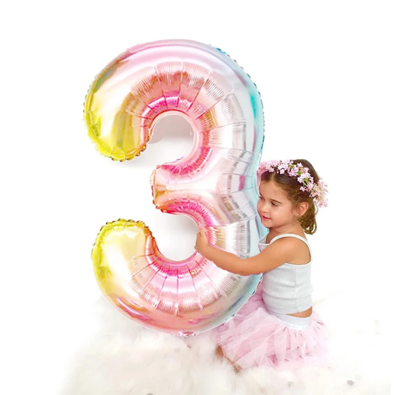 16 32 40 Inch Air Number Large Figures Foil Balloons Happy Birthday Wedding Party Decorations Baby Shower Kids Toys Globos