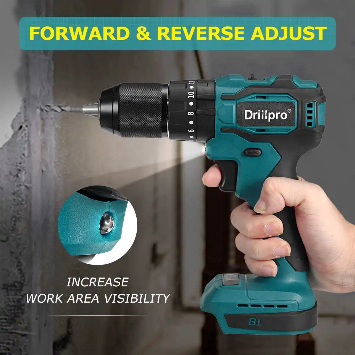 10mm 13mm Brushless Impact Drill High-Power Electric Drill Dual Speed 20+3 Torque Screwdriver Power Tool for Makita 18V Battery