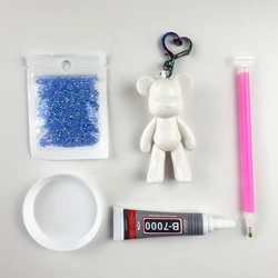 AB Round Stone Diy Diamond Dot Bear Key Chain Mosaic Embroidery Rhinestones Needlework Painting Cross Stitch Home Decor Animals