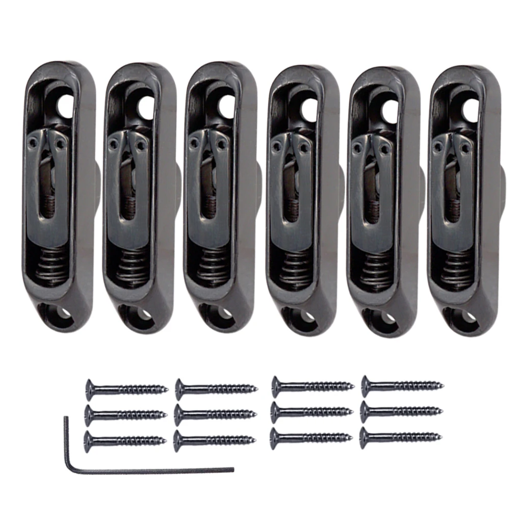 Tooyful 6 Pcs Single Individual Bridge Saddles Tailpiece with Screws Wrench Set for 6 String Electric Guitar Bass Parts