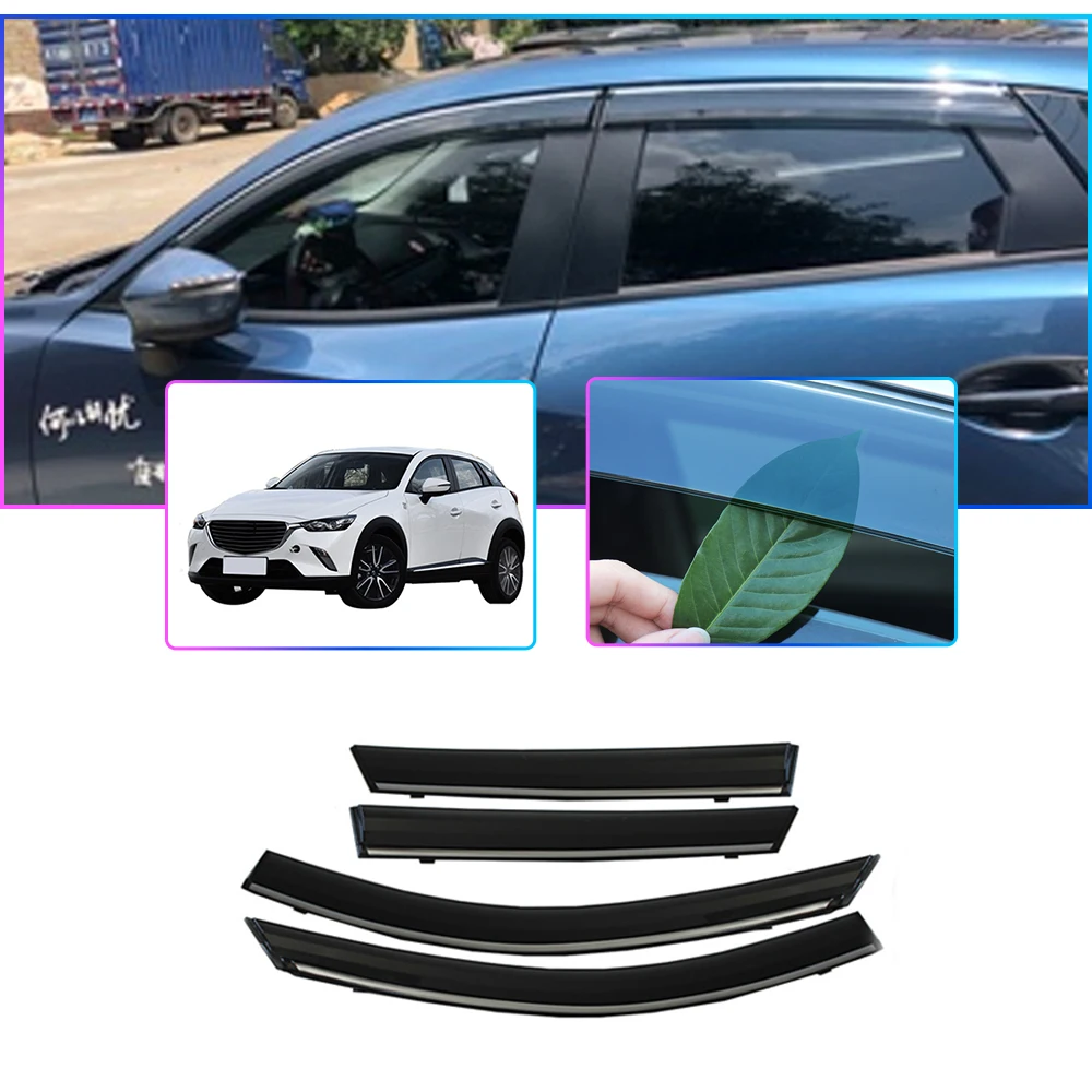 

Smoke car window visors sun Rain Guard Wind Deflectors For MAZDA CX-3 2018 2019 Accessories 4PCS