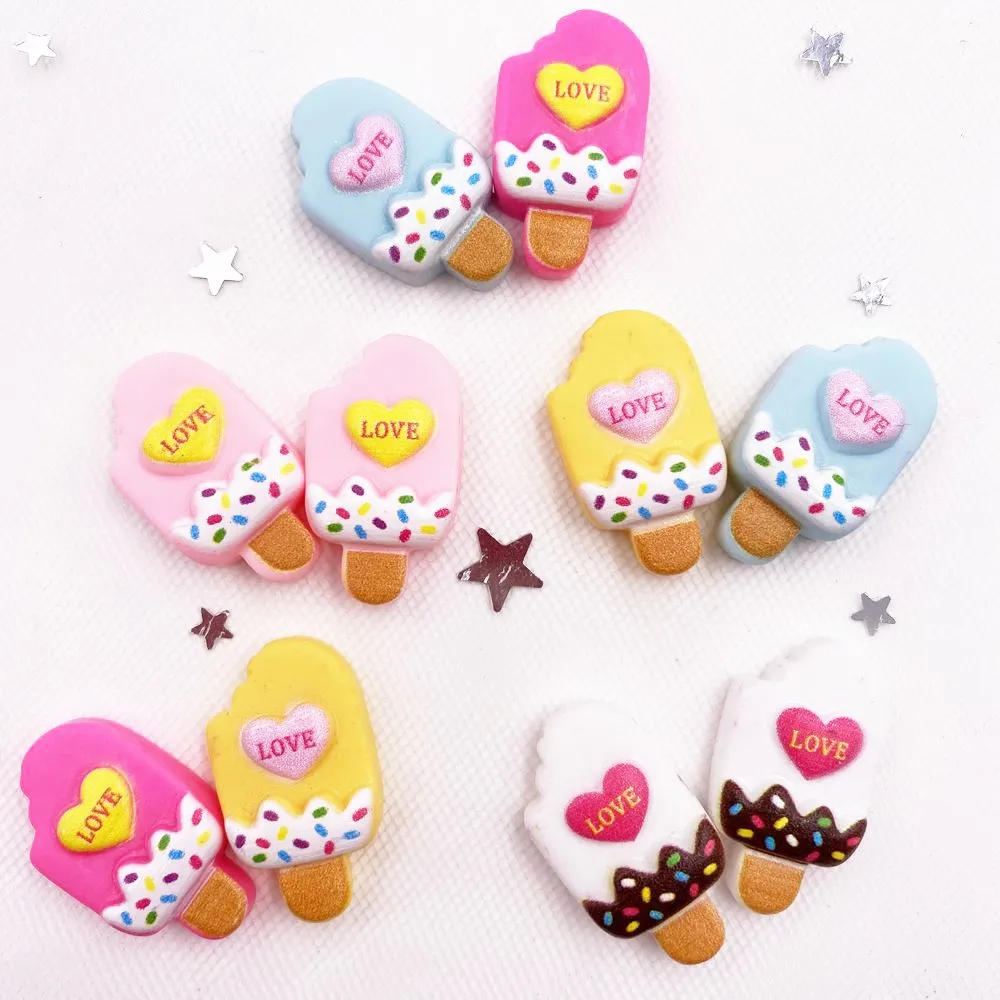 New 20pcs Resin Colorful LOVE Popsicle Flatback Figurines Cabochon Scrapbook DIY Craft Home Decor Accessories OH12