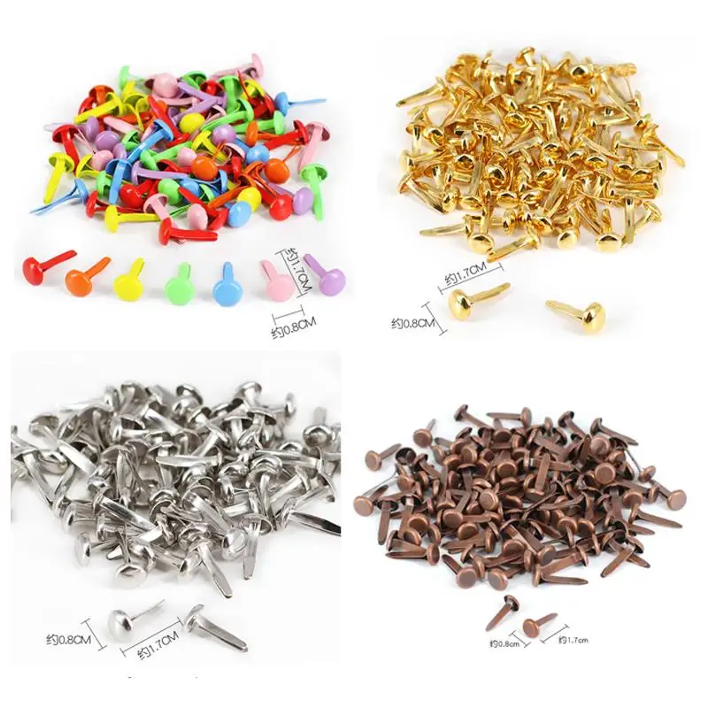 100pcs Mix Pattern Round Metal Brads DIY Scrapbooking Crafts Accessories For Home Decor Embellishment Fastener Brads Supplies