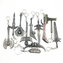 Game WOW Keychain 12cm alloy Model Lich King Frostmourne keyring The Horde The Alliance Accessories Key Chains Souvenirs Gifts
