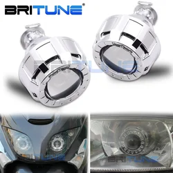 Headlight Lenses 2.0 H1 HID Bi-xenon H4 H7 Projector Metal Lens Mini Gatling Gun Shroud For Car Motorcycle Accessories Retrofit