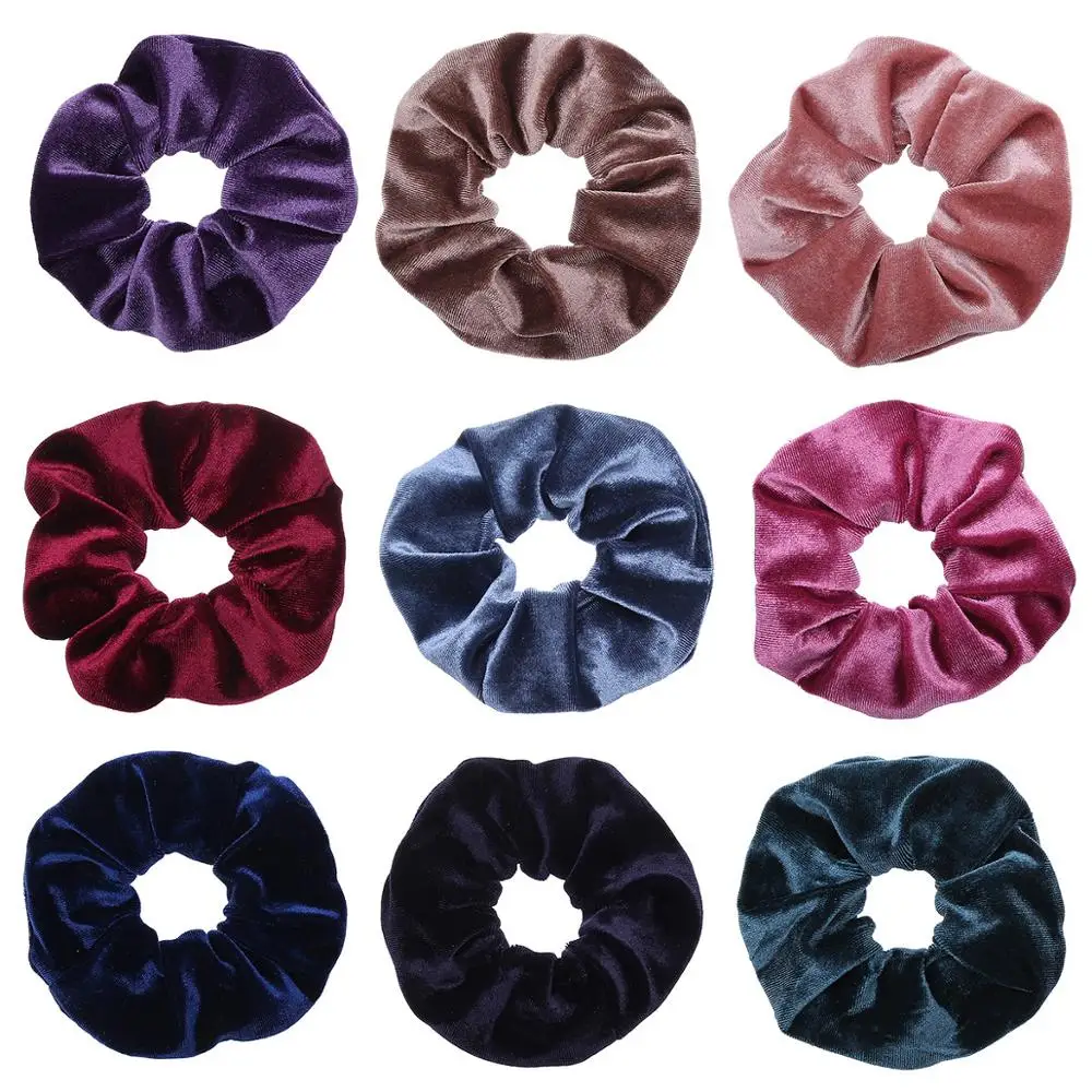 4PCS/Set Korea Velvet Scrunchie Rubber Elastic Hair Bands Solid  Women Girls Headband Ponytail Holder Ties Rope Hair Accessories