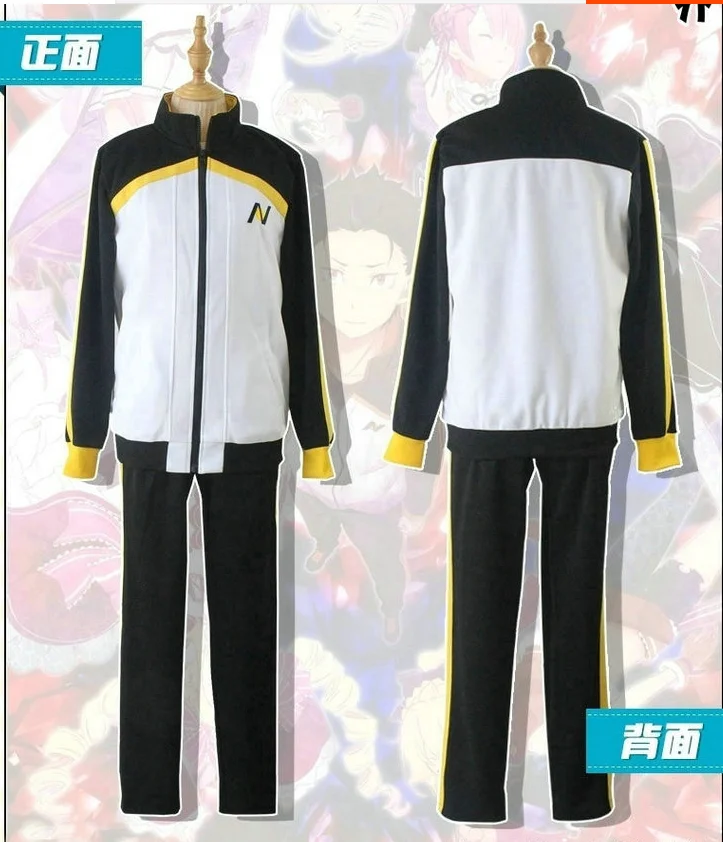 Leben in einer anderen Welt Subaru Natsuki Mantel Cosplay Halloween Anzug Jacke Reiß verschluss Mantel und lange Hosen Anzug Sportswear