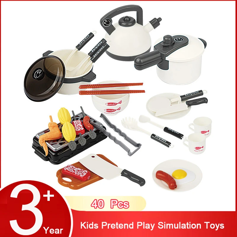 Kids Cooking Educational Toys For Children Simulation Kitchenware Pretend Play Toy Kitchen Utensils Pots And Pans Set Gift