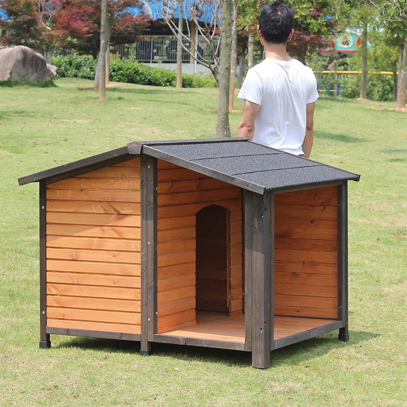 Outdoor Indoor Solid Wood Dog House Anti-Corrosion Rain-Proof LargeMedium and Small Kennel Dog House Removable Washable Villa