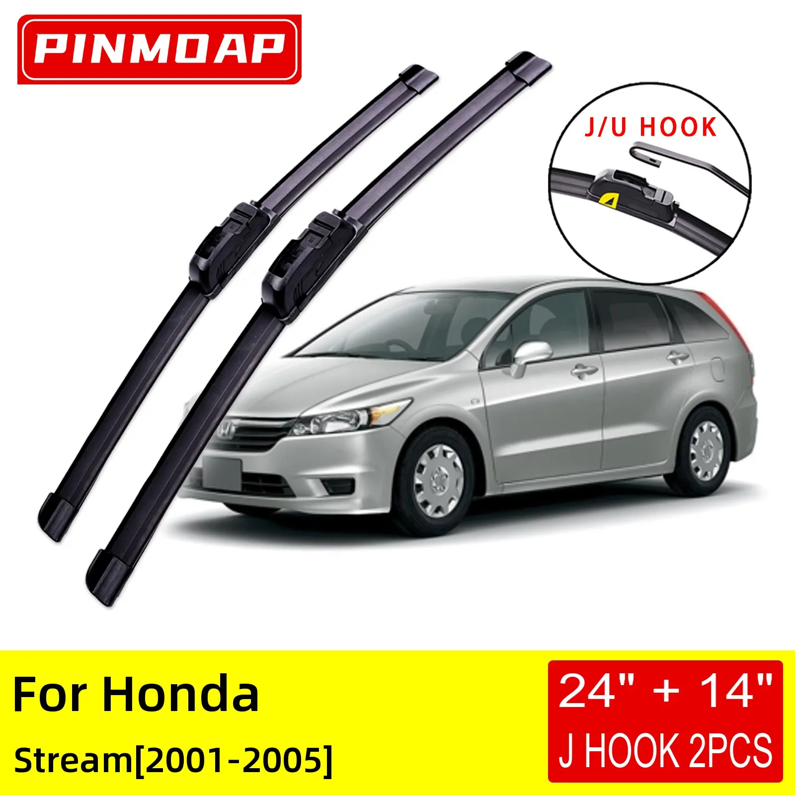 

For Honda Stream 2001 2002 2003 2004 2005 Front Wiper Blades Brushes Cutter Accessories U J Hook