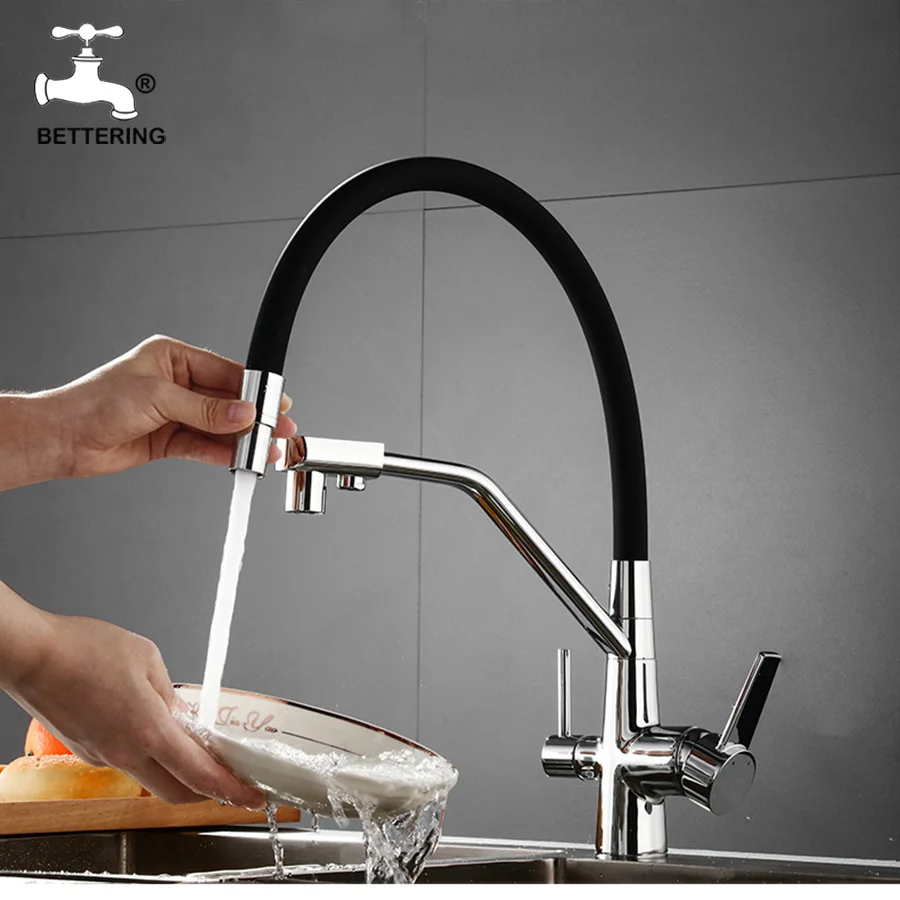 

Bettering Removable Kitchen Faucet Gourmet Water Saving Kitchen Sink Filter Black Sink Osmosis Tap Double Faucet For Clean Water