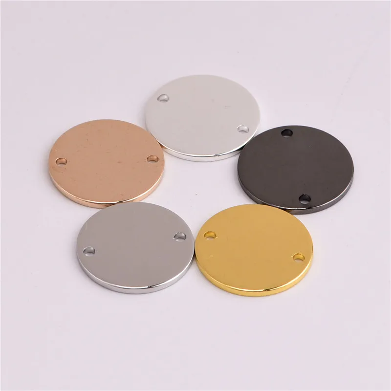10pieces / 14 * 1mm copper double hole glossy disc necklace pendant round blank ornament for jewelry
