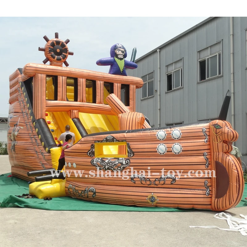 

Pirate ship inflatable slide inflatable pirate ship dry slide,Children funny park bouncy castles with slide combo