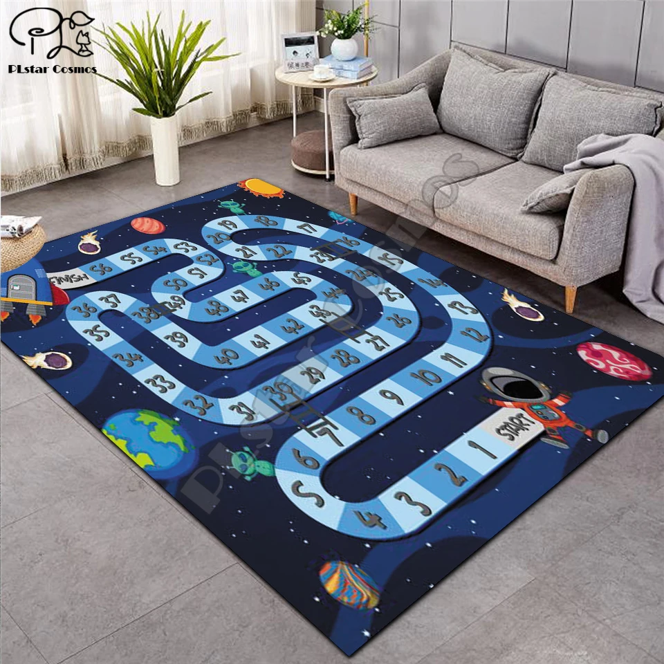 Baby Soft Crawling mat astronaut math Cartoon Kid 3d print Play Mat Board Game mat Carpet for Living Room Planet Rugs Maze 006