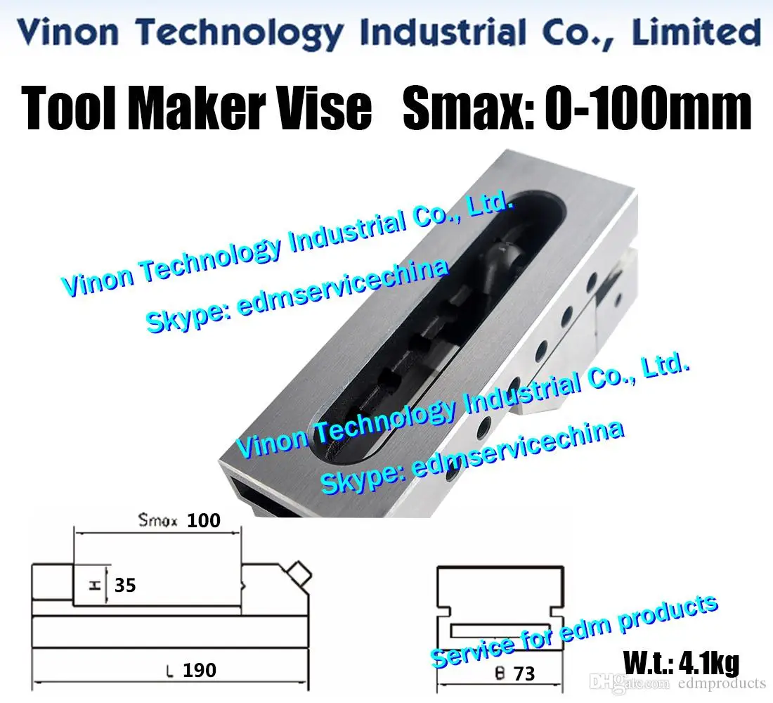 edm Tool Maker Vise Max Open:0-100mm (L=190,W=73، Jaw H=35)، Wire Cut EDM Toolmaker Vise 3 بوصة فتح الفك 100 مم لقطع الأسلاك #6