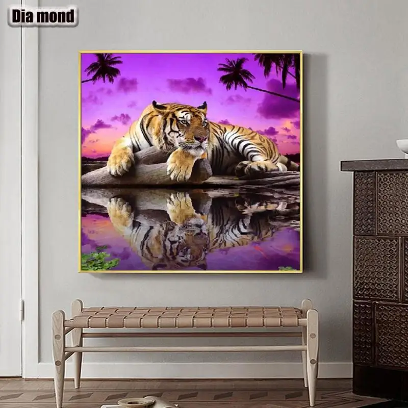 

5D DIY Diamond Painting Tiger Full Drill Diamond Embroidery Animal Rhinestone Mosaic Cross Stitch Handmade Home Decoration