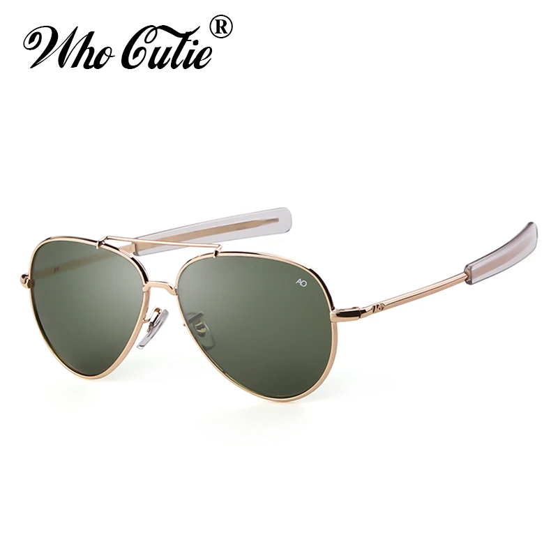 WHO CUTIE American Optical Sunglasses Men Brand Designer High Quality Gold Frame Sunnies AO Pilot Sun Glasses Male Shades OM288