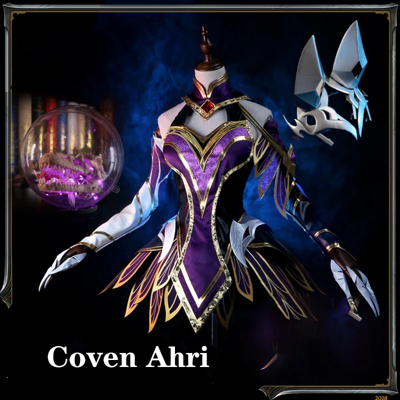 LOL Coven Ahri Cosplay Costume Witch Ahri Halloween Cosplay Prop Dress Costumes